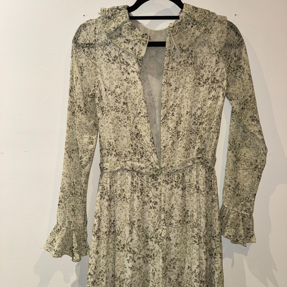 GIAMBATTISTA VALLI silk ruffled leaf print low high dress - Picture 5 of 7